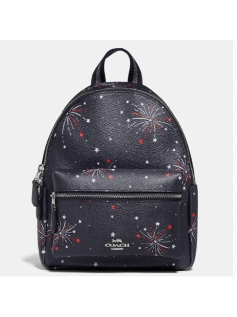 Coach F72774 Mini Charlie Fireworks Print Backpack Red White and Blue